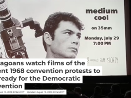 Viewers in Chicago await a screening of the film ‘Medium Cool,’ focused on the 1968 Democratic convention in Chicago. Heather Hendershot, CC BY